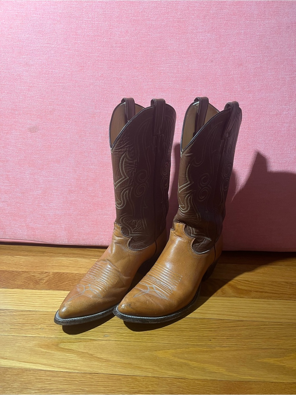 Justin Boots Two-Tone Brown Leather Cowboy Boots